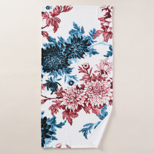 Watercolor floral seamless pattern on white backgr bath towel