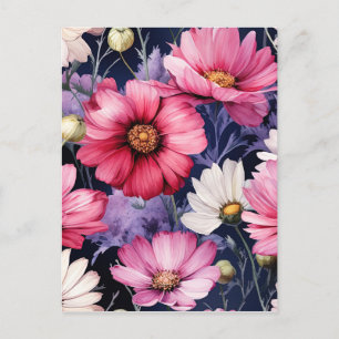 Watercolor Floral Seamless Pattern Postcard