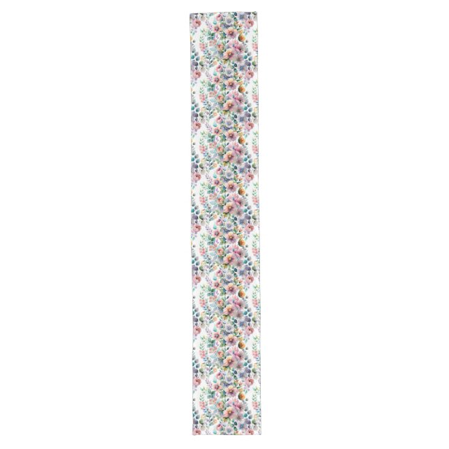 Watercolor Floral Seamless Pattern Table Runner (Front)