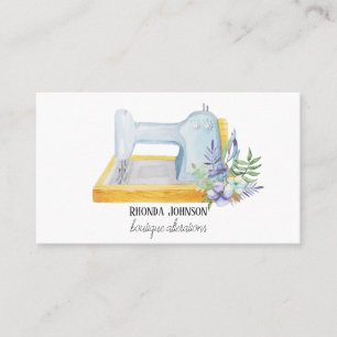 Watercolor Floral Seamstress Sewing Alteration Business Card