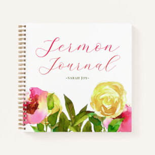 Watercolor Floral Sermon Journal