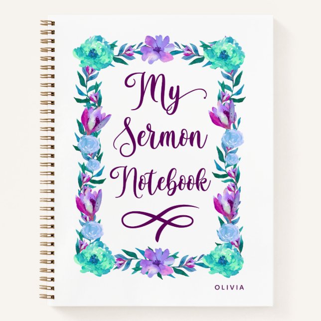 Watercolor Floral Sermon Notebook (Front)