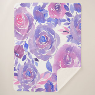 Watercolor Floral Sherpa Blanket