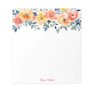 Watercolor Floral Shopping To-Do List CUSTOM Notepad