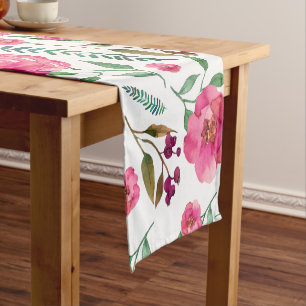 Watercolor Floral Short Table Runner