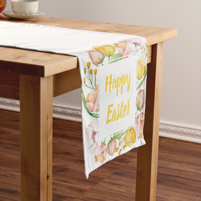 watercolor floral short table runner (In Situ)