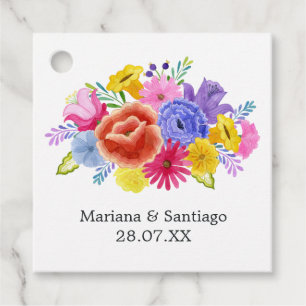 Watercolor Floral Spanish Fiesta Wedding Favour Tags