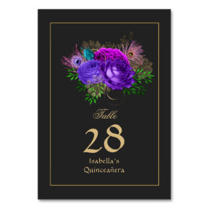 Watercolor Floral Spanish Mardi Gras Quinceañera Table Number