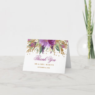 Watercolor Floral Sparkling Amethyst Thank You