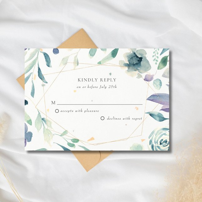 Watercolor Floral Speckletone Wedding RSVP Card (Watercolor Floral Speckletone Wedding RSVP)