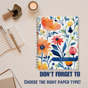 Watercolor Floral Spiral Bound Notebook