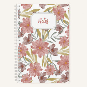 Watercolor floral spiral notebook cute journal