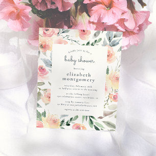 Watercolor Floral Spring Baby Girl Baby Shower Invitation Postcard