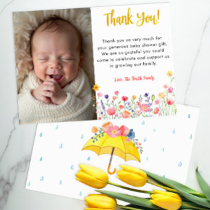 Watercolor Floral Spring Baby Shower Thank You Car Card