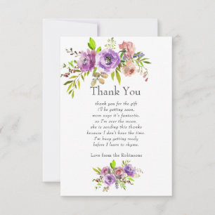 Watercolor Floral Spring Baby Shower Thank You Card