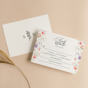 Watercolor Floral Spring Garden Pastel Wedding RSVP Card