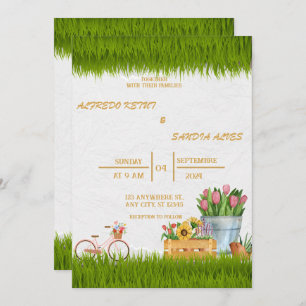 Watercolor Floral Spring Mountains Wedding Invita Invitation