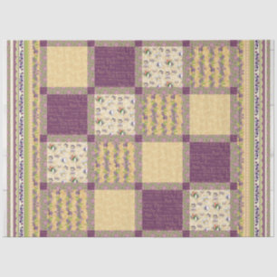 Watercolor Floral Spring Purple Quilt Decoupage Tissue Paper