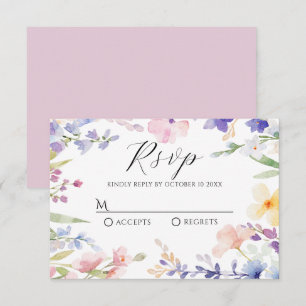 Watercolor floral spring RSVP card