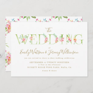 Watercolor Floral Spring Wedding Invitation