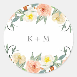 Watercolor Floral Sticker/Label Classic Round Sticker