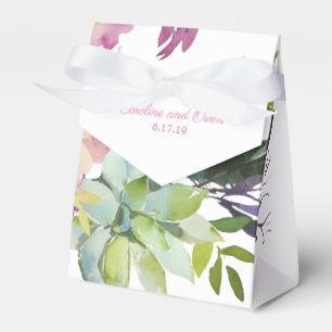 Watercolor Floral Succulent Wedding Favour Box
