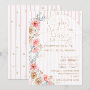 Watercolor Floral Sugar and spice Baby shower Invitation
