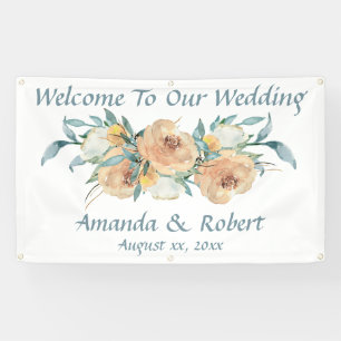 Watercolor Floral Summer Wedding Banner