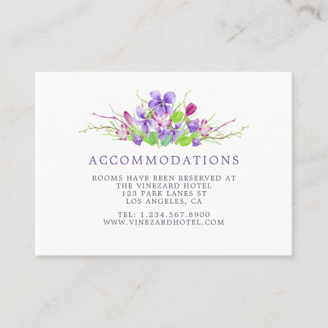 Watercolor Floral Summer Wedding Business Card (Front)