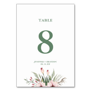 Watercolor Floral Summer Wedding Table Number