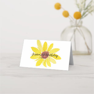 Watercolor Floral Sunflower Hand Painted Tent Place Card