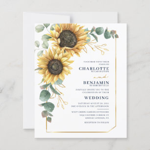 Watercolor Floral Sunflower Wedding Invitation
