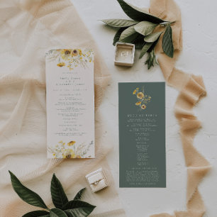 Watercolor Floral Sunflower Wedding Programs