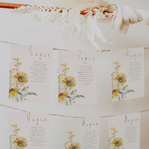 Watercolor Floral Sunflower Wedding Table Cards