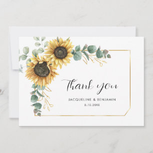 Watercolor Floral Sunflower Wedding Thank You Card