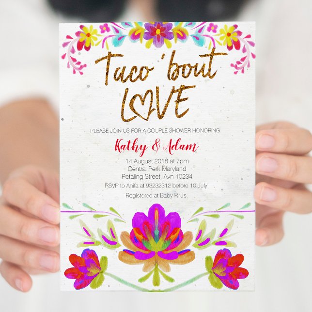 Watercolor floral Taco about Love COUPLES SHOWER Invitation (Creator Uploaded)