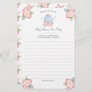 Watercolor Floral Tea Party Baby Shower Advice