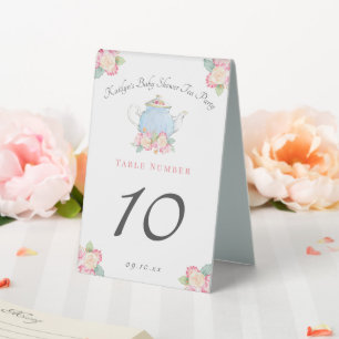 Watercolor Floral Tea Party   Baby Shower Numbers