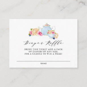 Watercolor Floral Tea Party Diaper Raffle Card