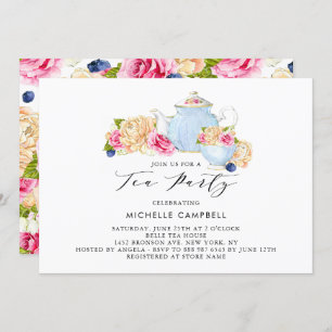 Watercolor Floral Tea Party Invitation