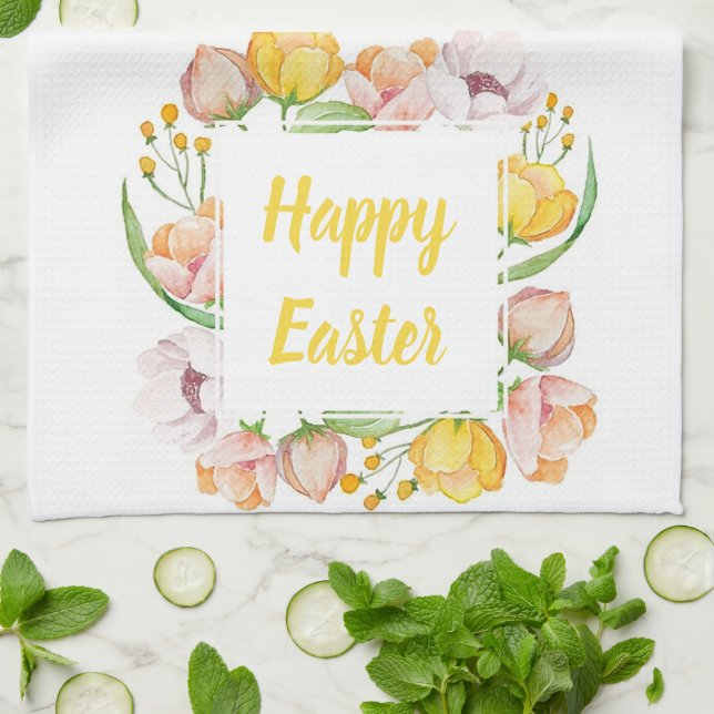 watercolor floral tea towel (Folded)