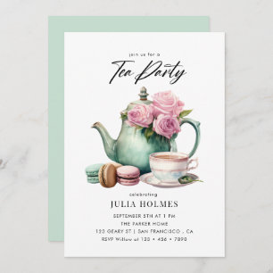 Watercolor Floral Teacup Tea Party Invitation