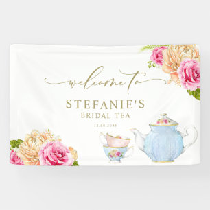 Watercolor Floral Teapot and Teacups Bridal Shower Banner