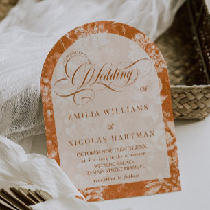 Watercolor Floral Terracotta Neutral Wedding Invitation