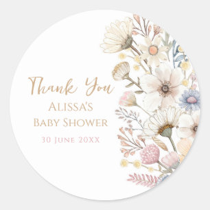 Watercolor Floral Thank You Classic Round Sticker