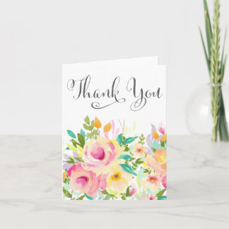 Watercolor Floral Thank You Greeting Card