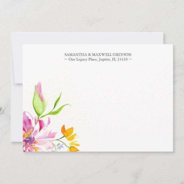 Watercolor Floral Thank You Note Cards (Front)