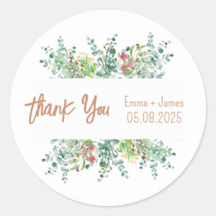 Watercolor Floral Thank You Sticker