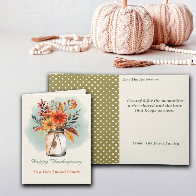 Watercolor Floral Thanksgiving Teacher Greeting Card (Creator Uploaded)