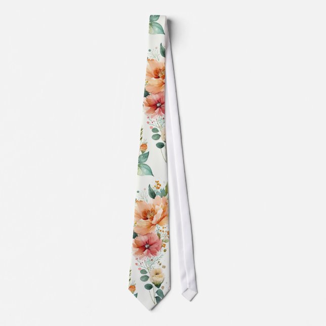 Watercolor floral Tie (Front)